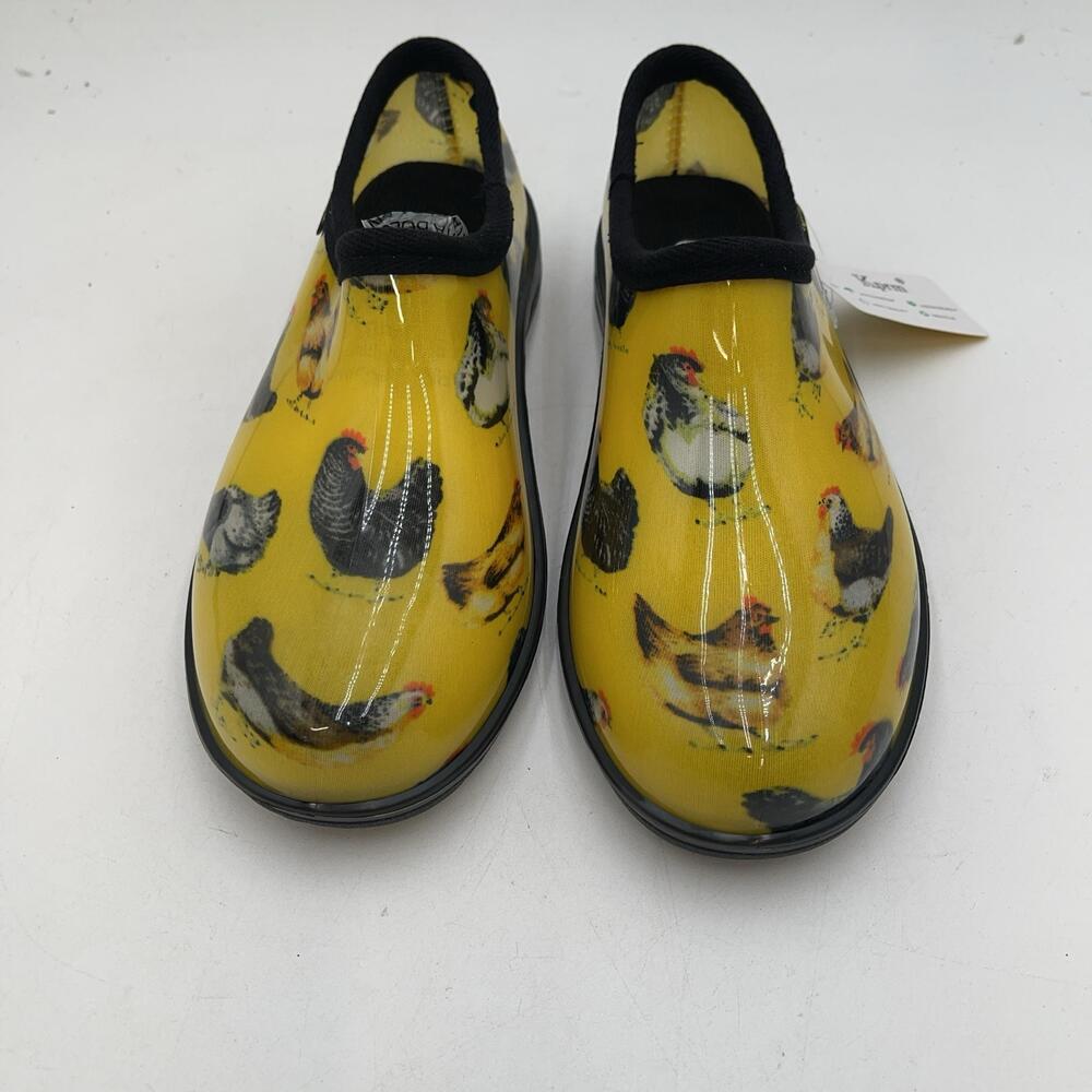 Kprm Garden Clog Shoes Womens Yellow Chicken Print Waterproof Slip On Size 9